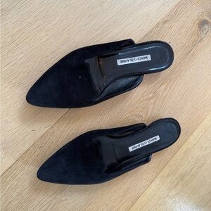 Manolo Blahnik Black Suede Mules